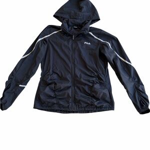 Fila Black Windbreaker Hooded Jacket Women’s Size L